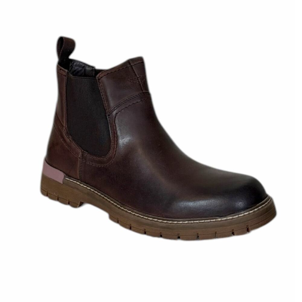 JOUSEN NWT Chelsea Boots Brown Bonded Leather Pull On Ankle Casual Men Size 10